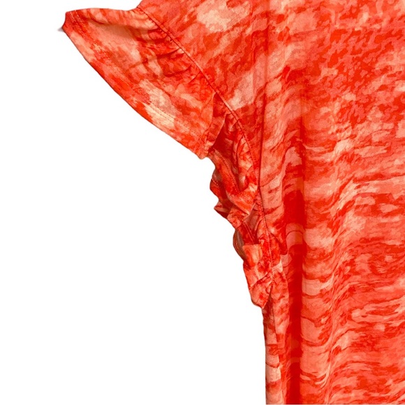 RUBY RD Tie Dye Look Flutter Sleeve Top - red orange 1X - Picture 3 of 6
